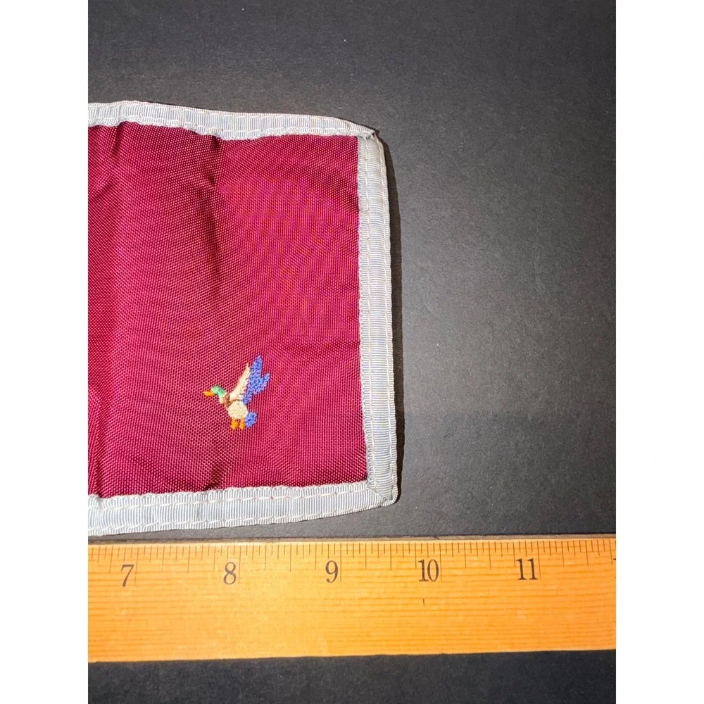 Vintage Swank Burgundy Nylon Trifold Wallet Embroidered Mallard Duck